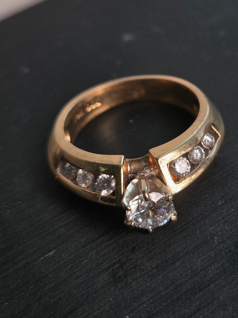 GIA Diamond Channel Set Ring 14K ( KNIFE EDGE )