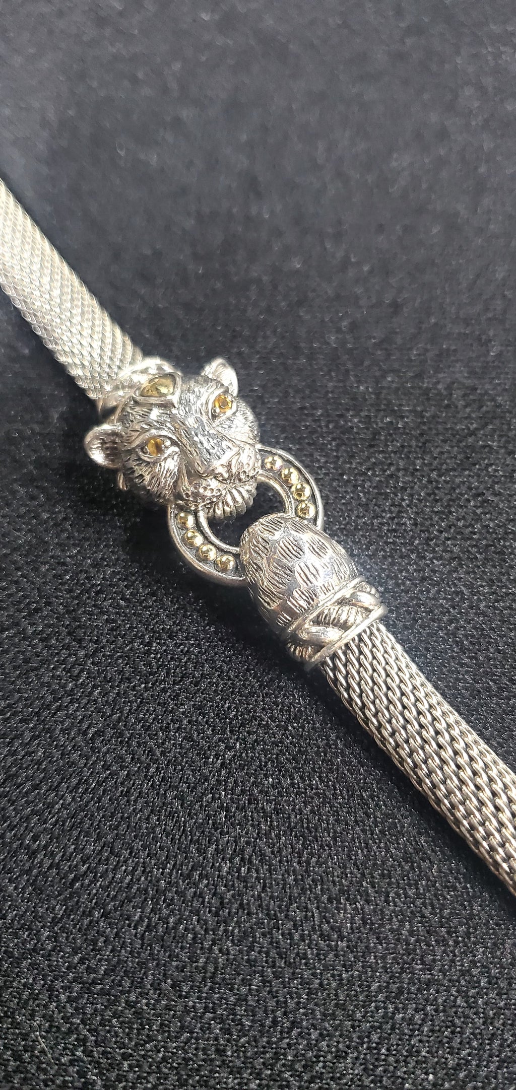 Rare JAI by John Hardy Sterling Silver &amp; 14K Leopard Mesh Bracelet — 25.42g