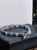 Sterling Silver Blue Gemstone Toggle Bracelet
