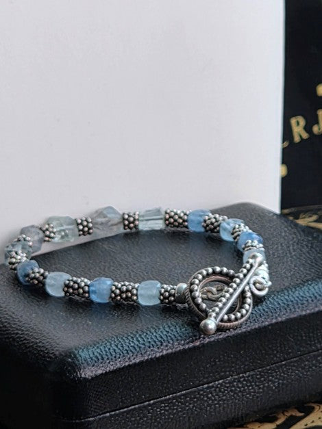Sterling Silver Blue Gemstone Toggle Bracelet