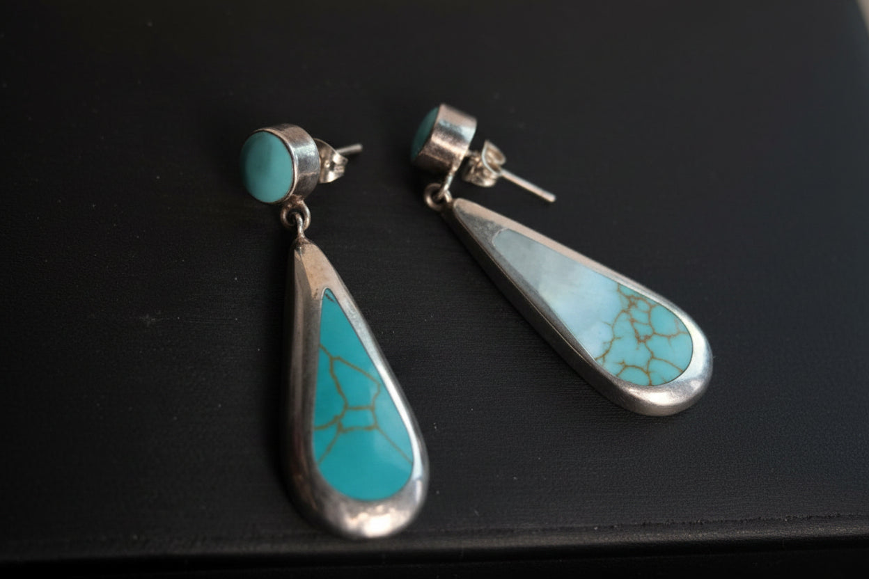Turquoise-Color Sterling-Style Drop Earrings