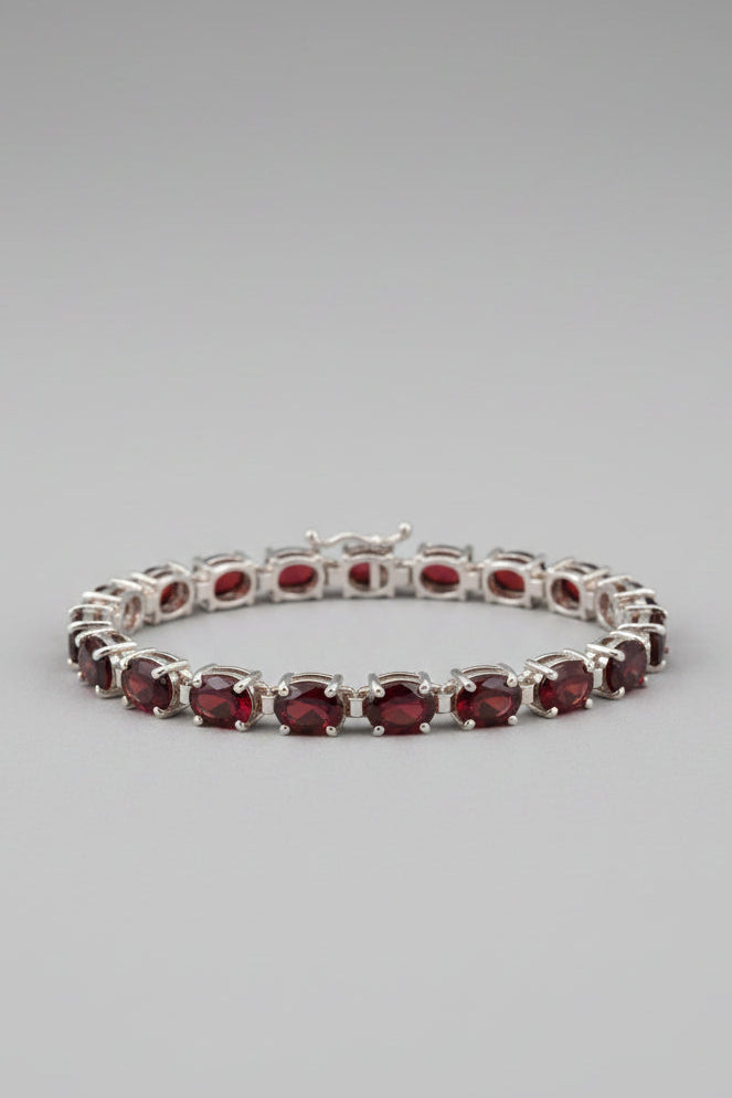 Deep Red Garnet Tennis Bracelet