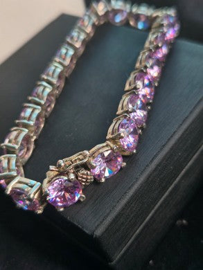 Purple Round-Stone Tennis Bracelet
