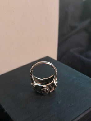 Sterling Silver Tourmaline Skull Ring