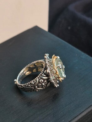 Barbara Bixby Sterling Silver Pale Green Gemstone Ring