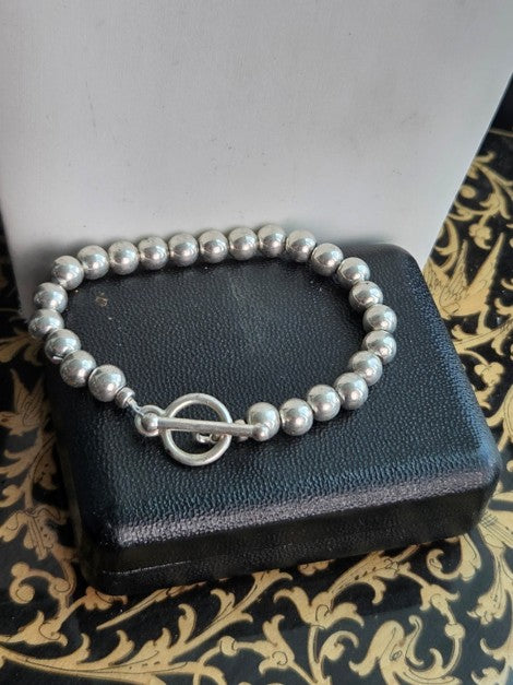 Sterling Silver Beaded Toggle Bracelet