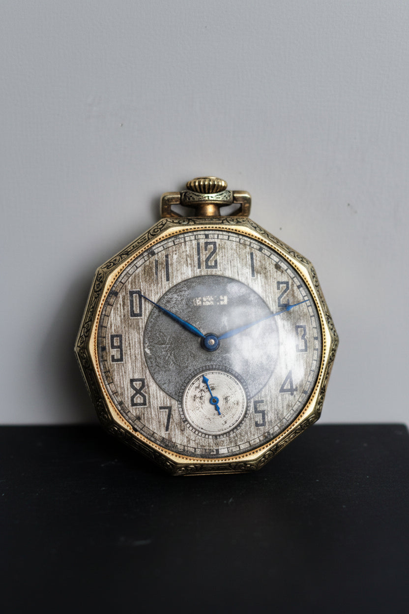 vintage 1920s Art Deco-Style Octagonal Pocket Watch