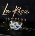 10K Gold Natural Blue Topaz & Diamond Ring large bold  band