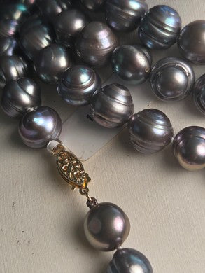 Long Dark Cultured-Style Pearl Necklace