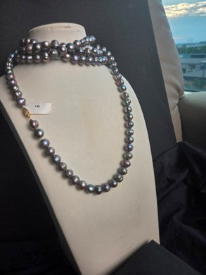 Long Dark Cultured-Style Pearl Necklace