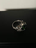 Sterling Silver Tourmaline Skull Ring