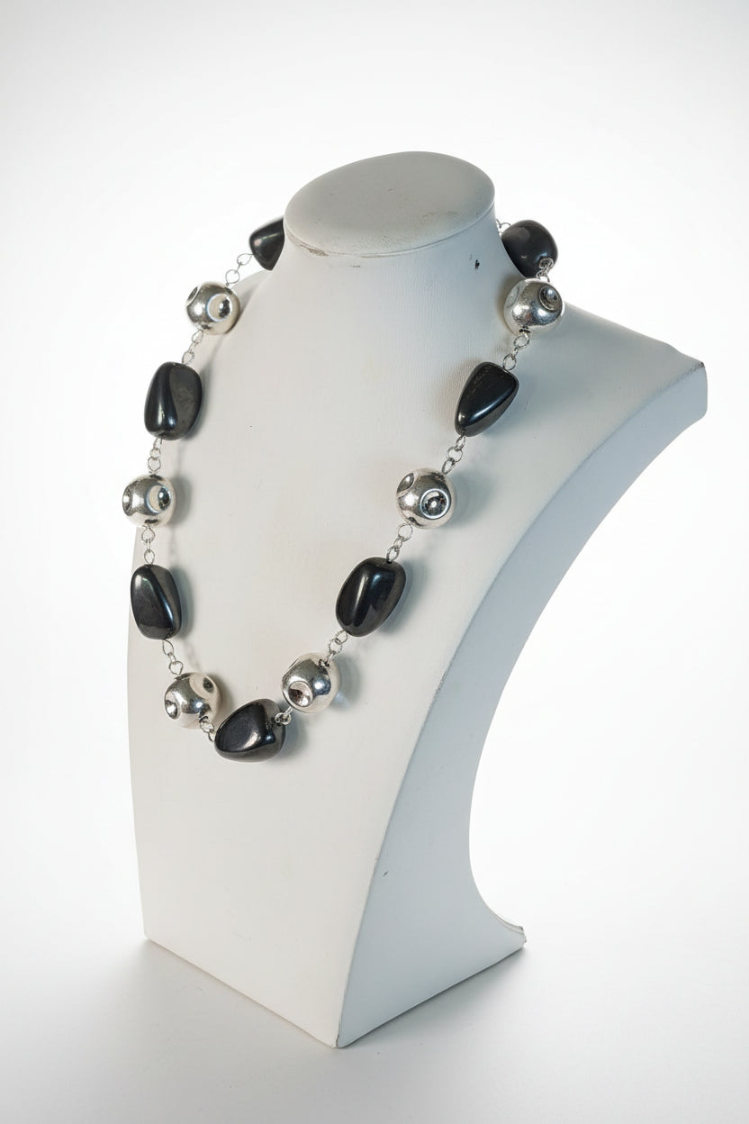 RLM 925 Sterling Silver Hematite Necklace, 20” w/ Toggle Clasp