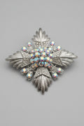 Silvertone Rhinestone Spray Brooch, Possible Signed Designer Piece Coro