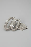 Art Deco–Style Rhinestone Fringe Dress/Fur Clip ("CHINA"-stamped)