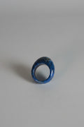Carved Blue Stone Band Ring – Lapis Lazuli Style, Untested – product image 1