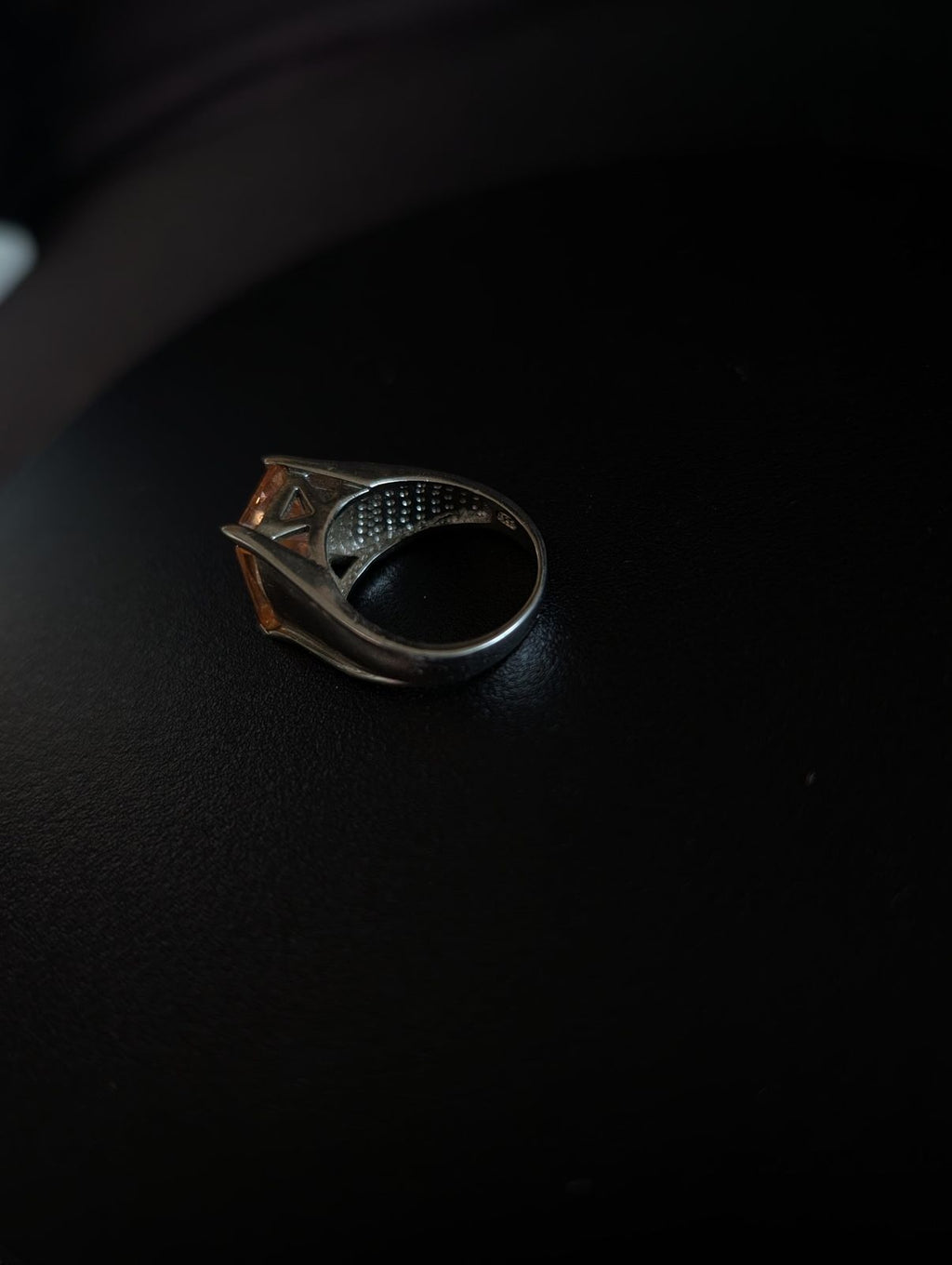 Sterling Silver Champagne Stone Statement Ring – product image 1
