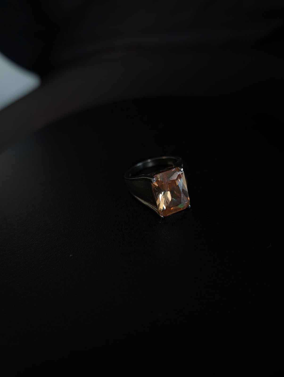 Sterling Silver Champagne Stone Statement Ring – product image 1