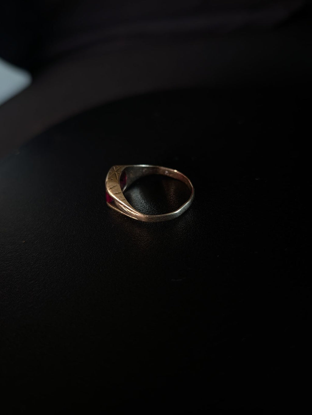 Gold-Plated Signet-Style Ring with Rectangular Red Stone – product image 1