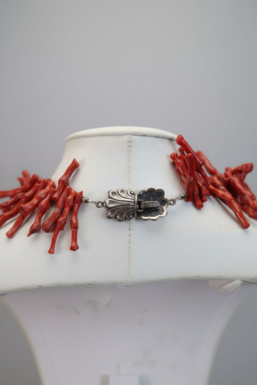Branch Coral & Turquoise Nugget Necklace, Sterling Silver (Southwestern Style)