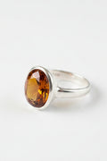 Cognac Baltic Amber Ring, Sterling Silver, Poland