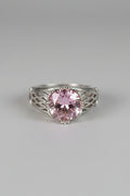 Vintage Pink Stone Cocktail Ring with Rope-Twist Shoulders – product image 1