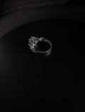 Rope-Twist Band Ring with Blue Stone & Clear Accent Cluster – Silver-Tone – product image 1
