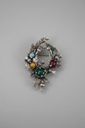 Vintage Jacobite Revival Scottish Thistle Wreath Brooch – Multicolour Stones – product image 1