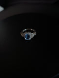 Emerald-Cut Blue Stone Halo Ring – White-Metal Setting – product image 1