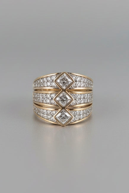 Channel-Set Chevron Pavé Ring