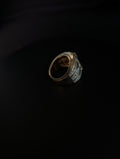 Rose-Gold-Tone Dome Ring with Cognac-Coloured Center Stone & Pavé Shoulders – product image 1