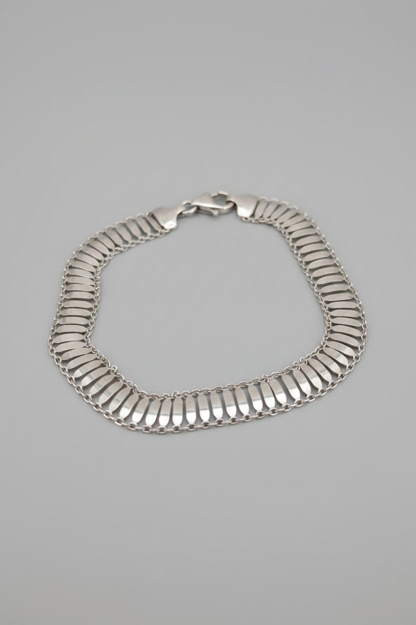 Sterling silver  Flat Link Bracelet  Lobster Clasp 7.5