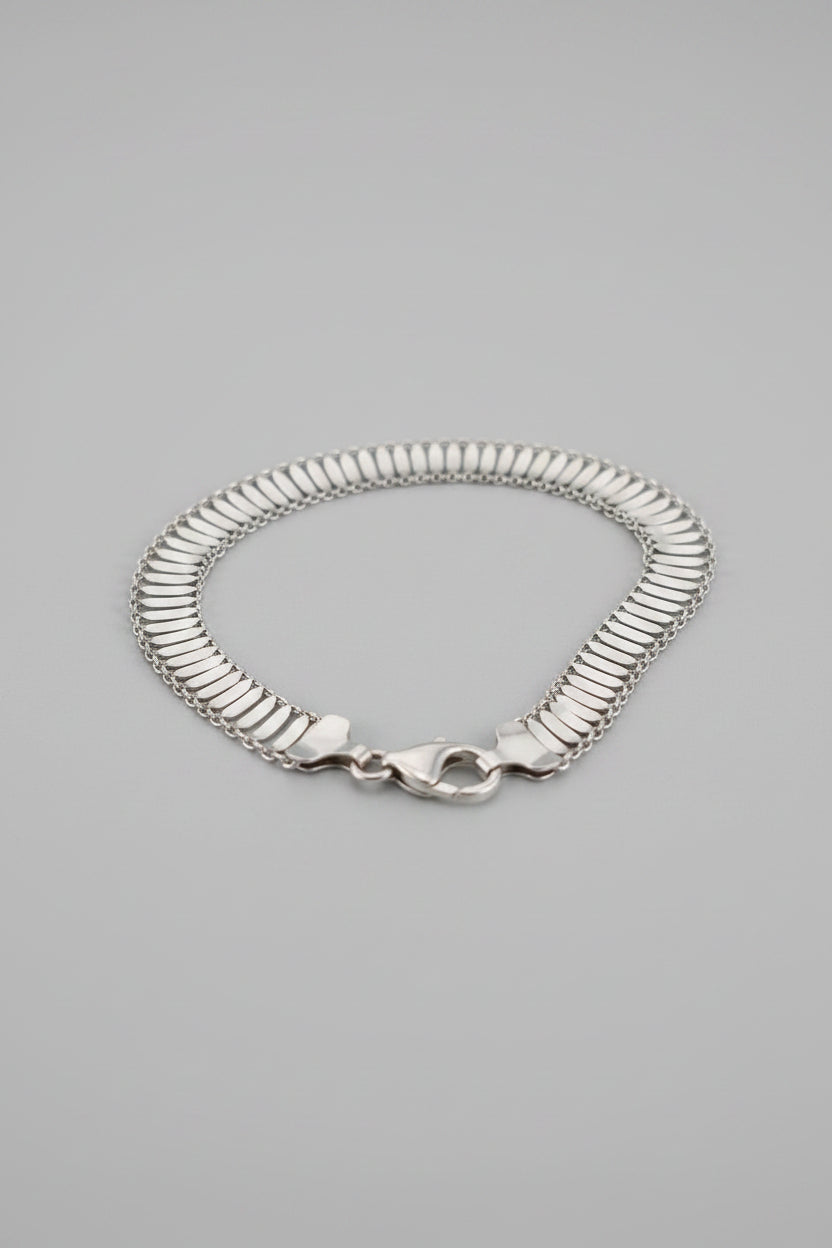 Sterling silver  Flat Link Bracelet  Lobster Clasp 7.5