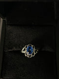 Blue Oval Gemstone & Clear Accent Statement Ring