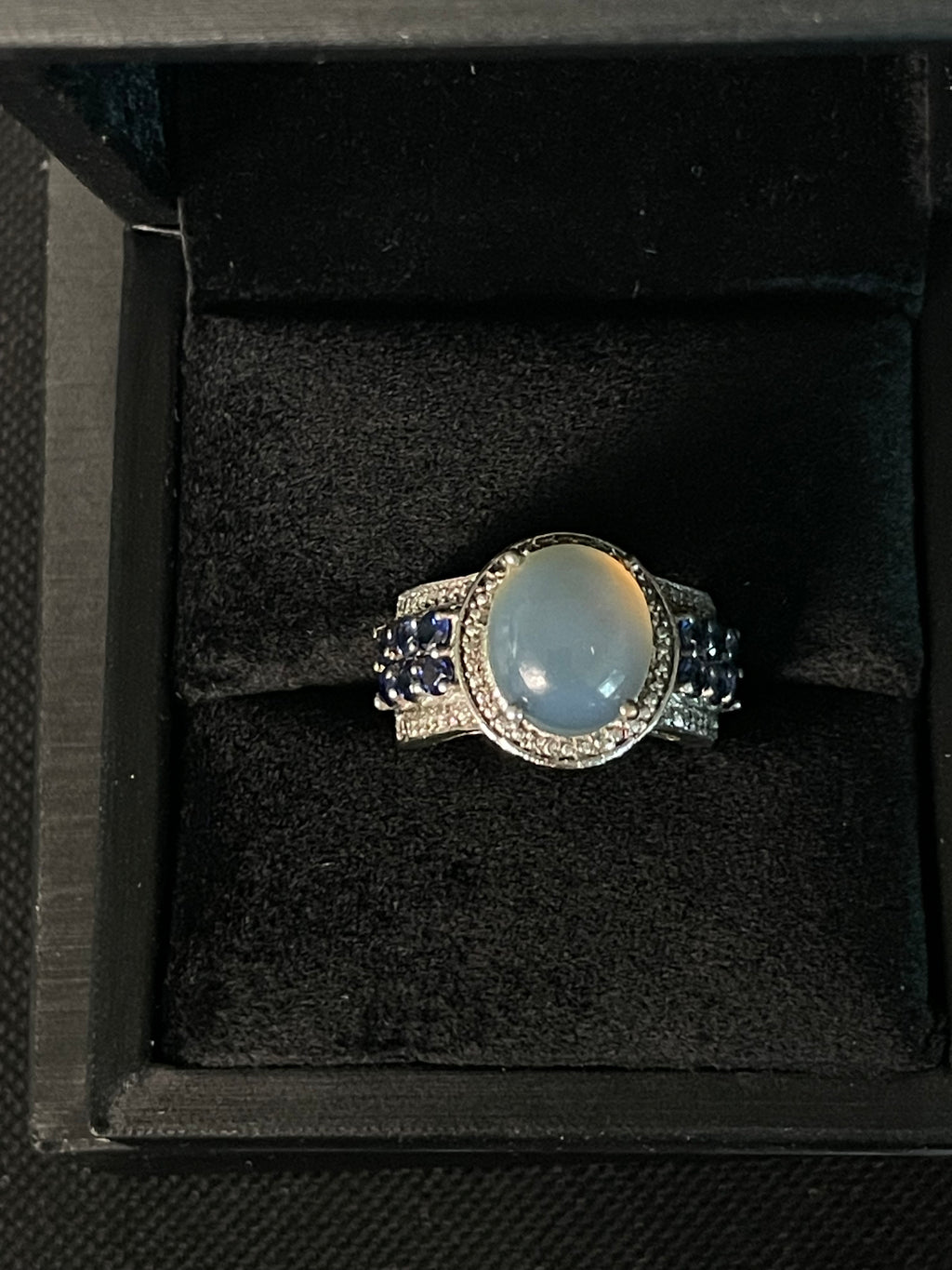 STS Karis Blue Chalcedony & Blue Stone Sterling Silver Statement Ring