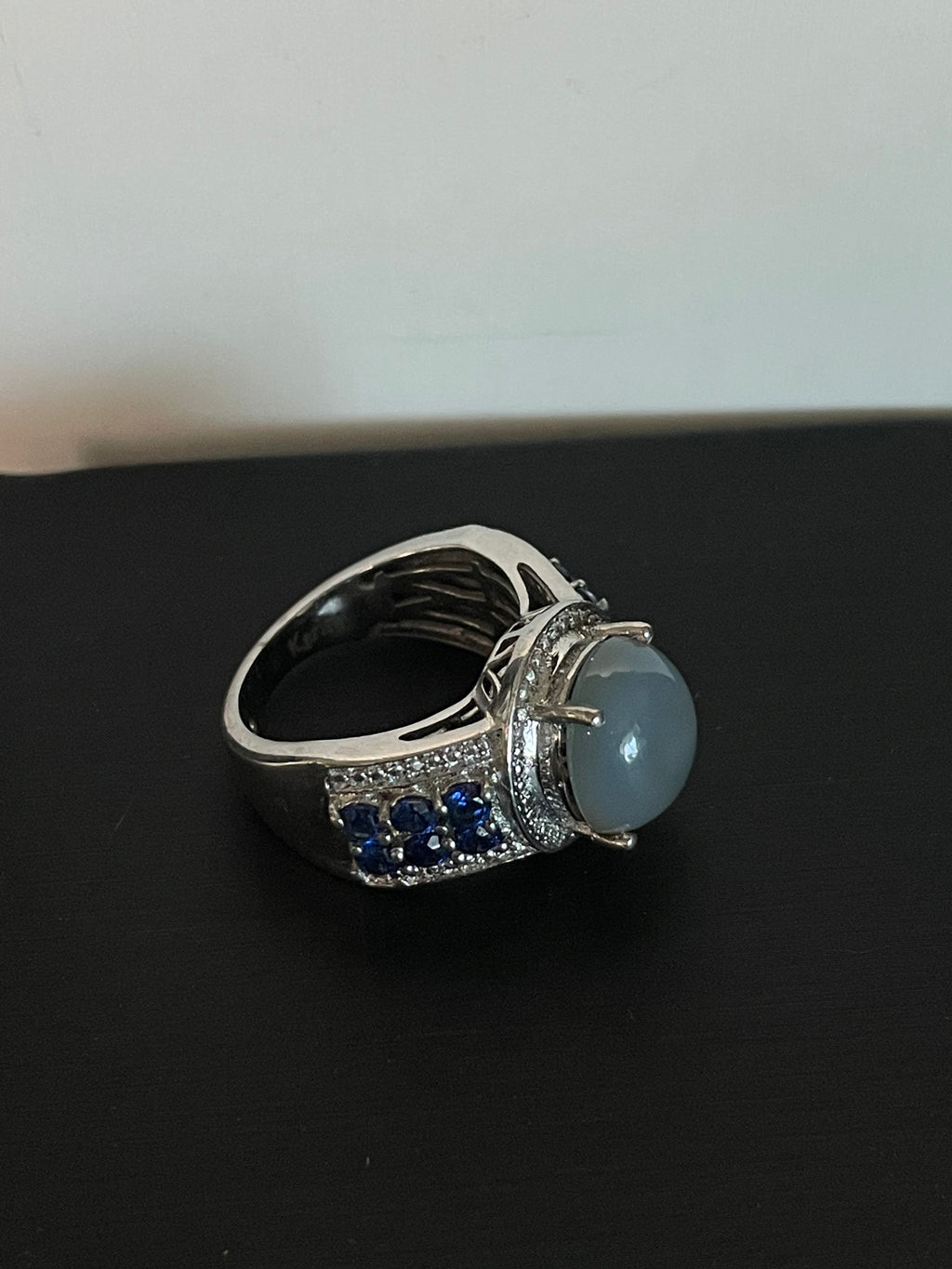 STS Karis Blue Chalcedony & Blue Stone Sterling Silver Statement Ring