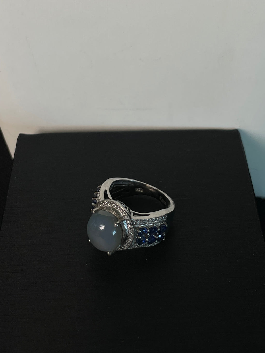 STS Karis Blue Chalcedony & Blue Stone Sterling Silver Statement Ring