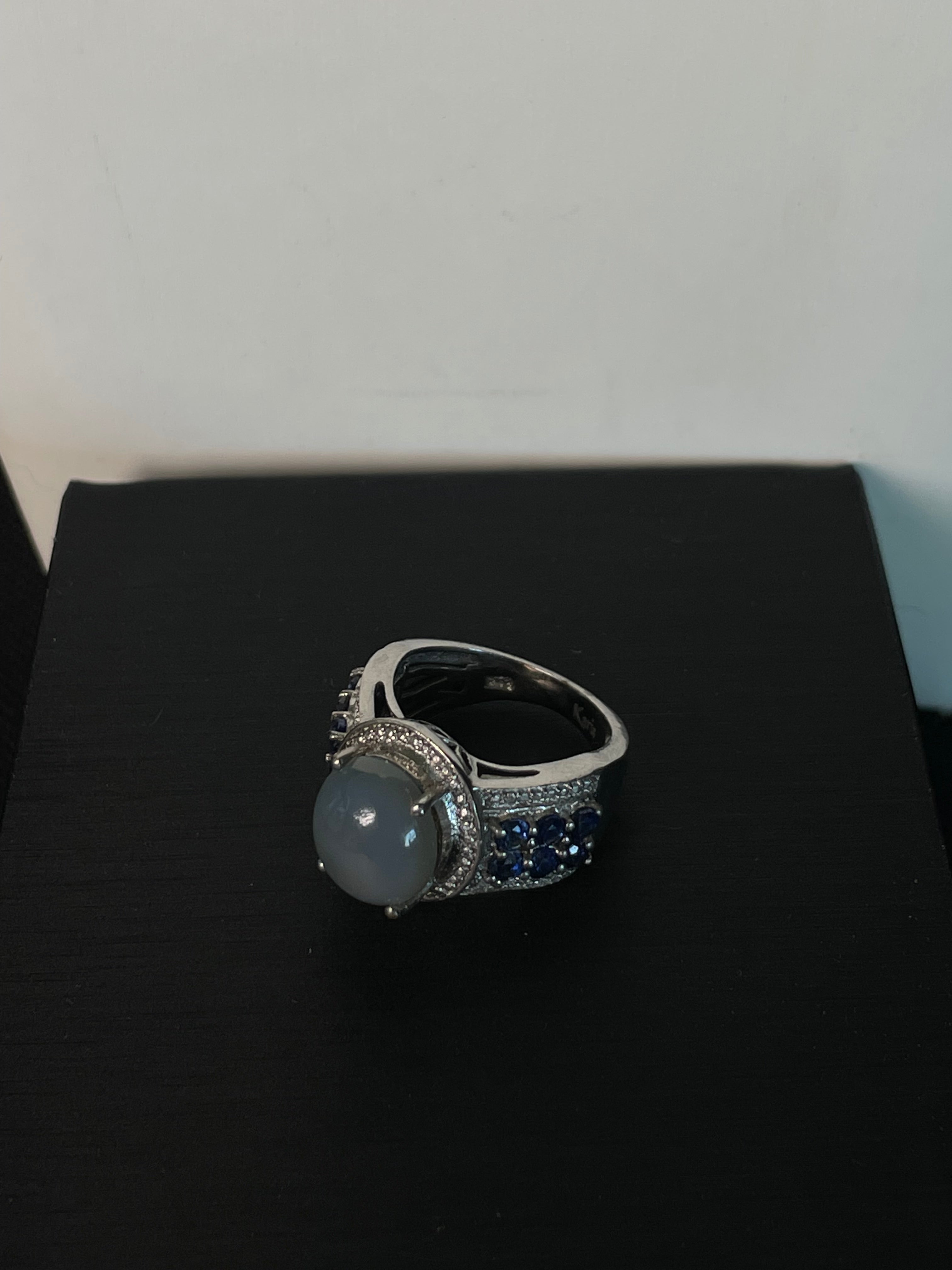 STS Karis Blue Chalcedony & Blue Stone Sterling Silver Statement Ring