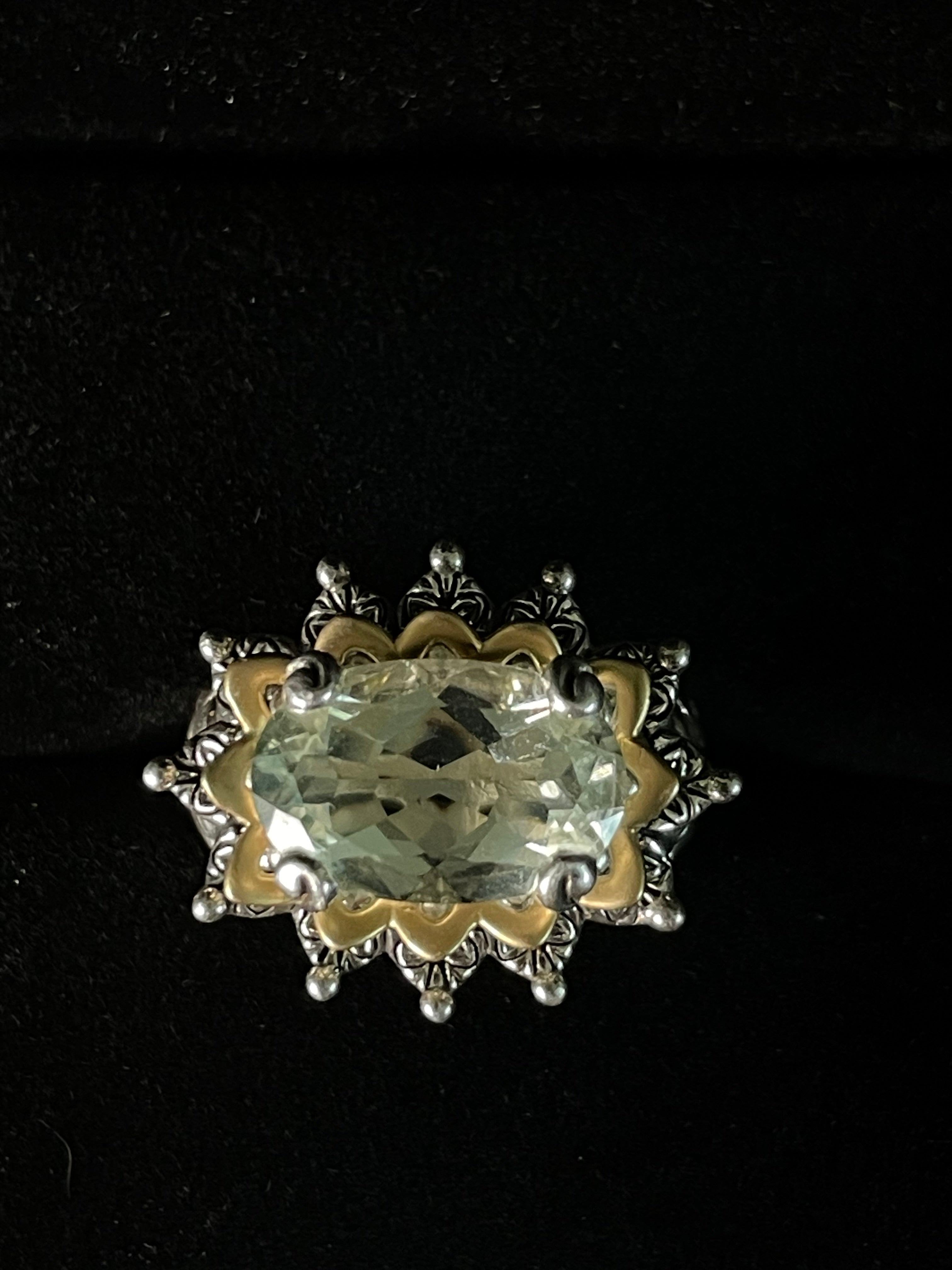 Barbara Bixby Sterling Silver Pale Green Gemstone Ring