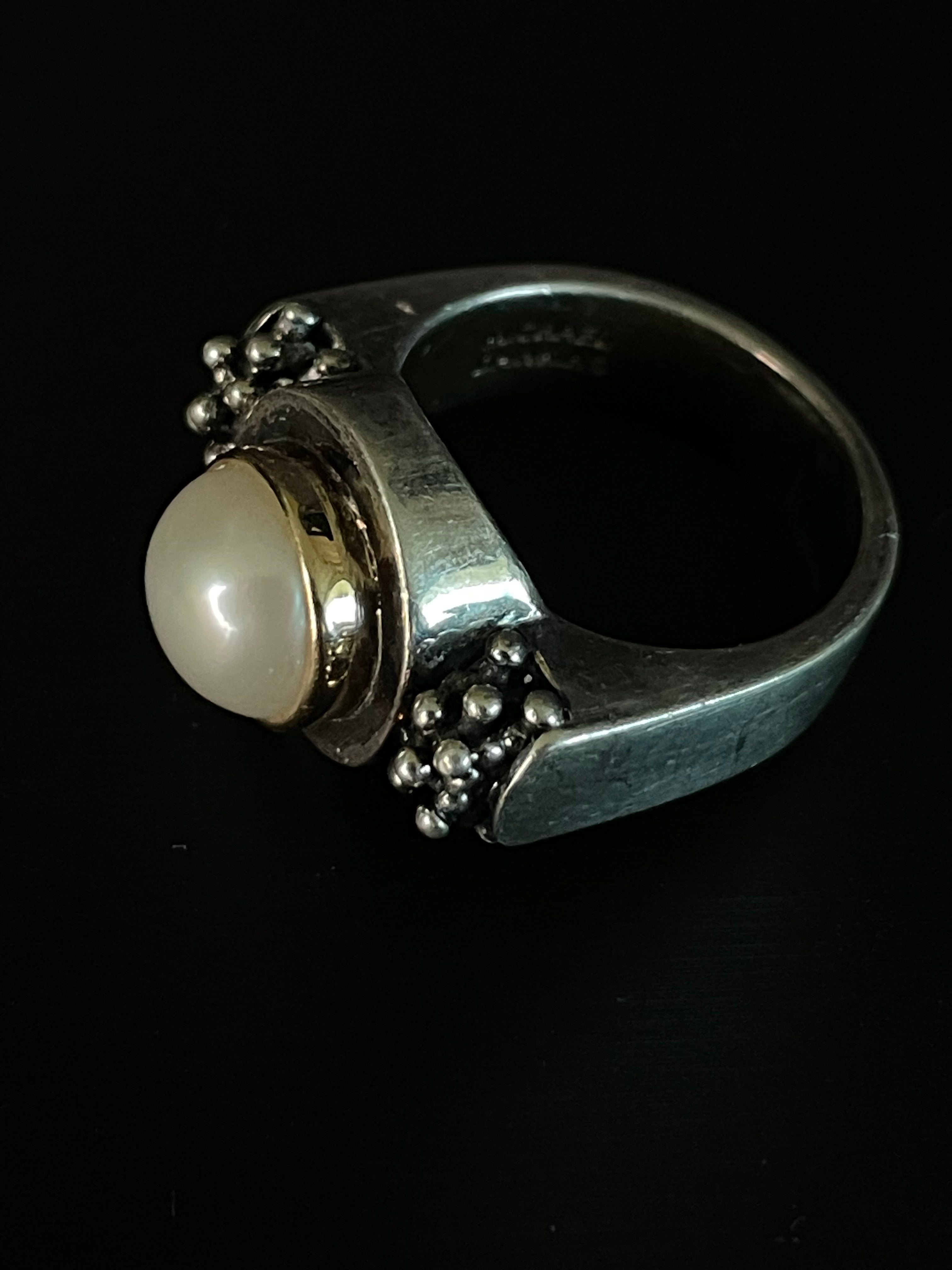 Michael Dawkins Pearl Beaded Sterling Silver 925 14k Ring