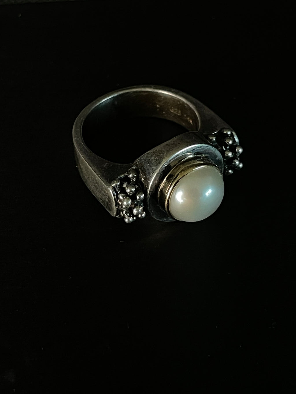 Michael Dawkins Pearl Beaded Sterling Silver 925 14k Ring