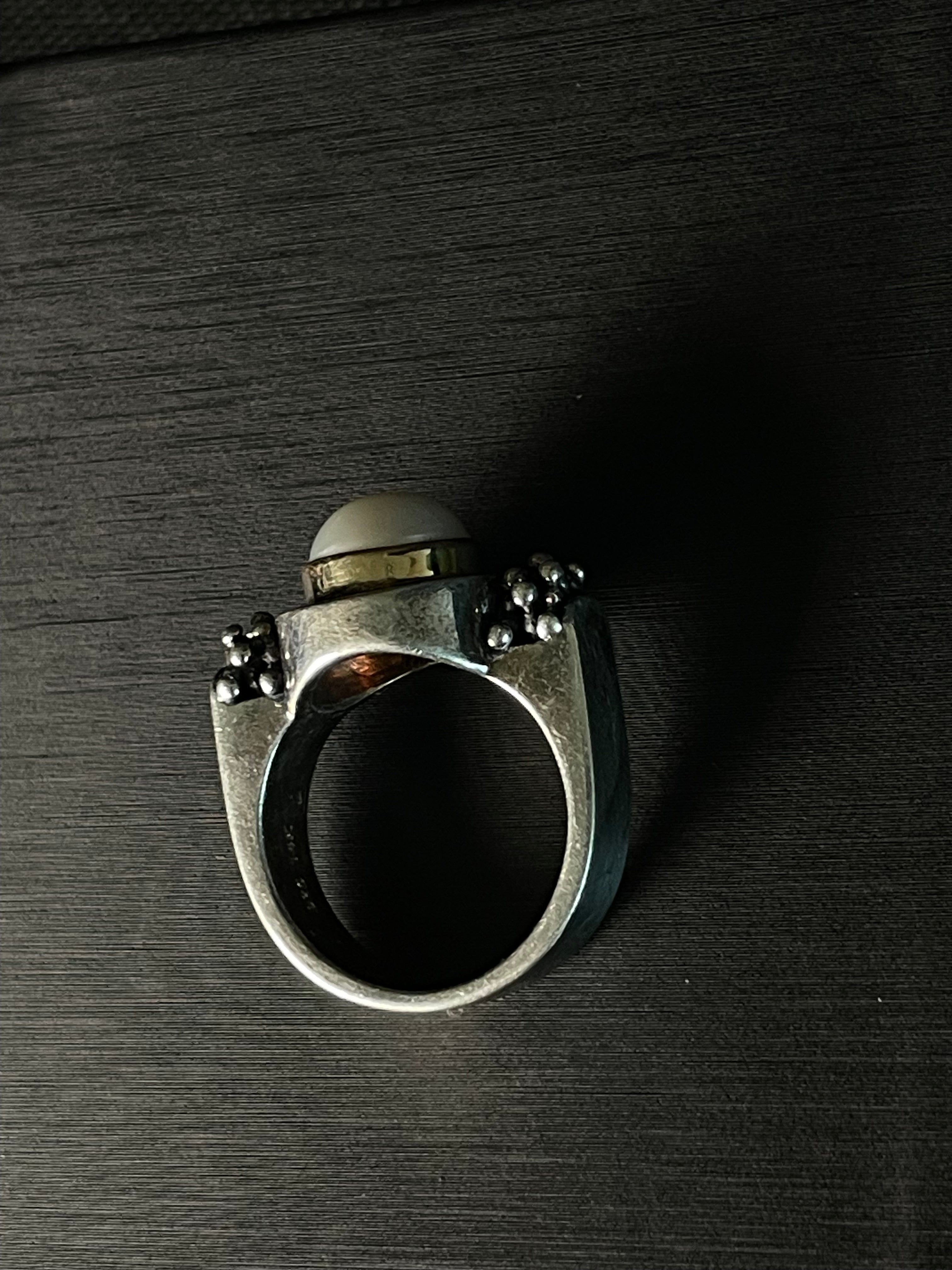 Michael Dawkins Pearl Beaded Sterling Silver 925 14k Ring