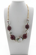 Vintage Cloisonné Floral Beaded Statement Necklace