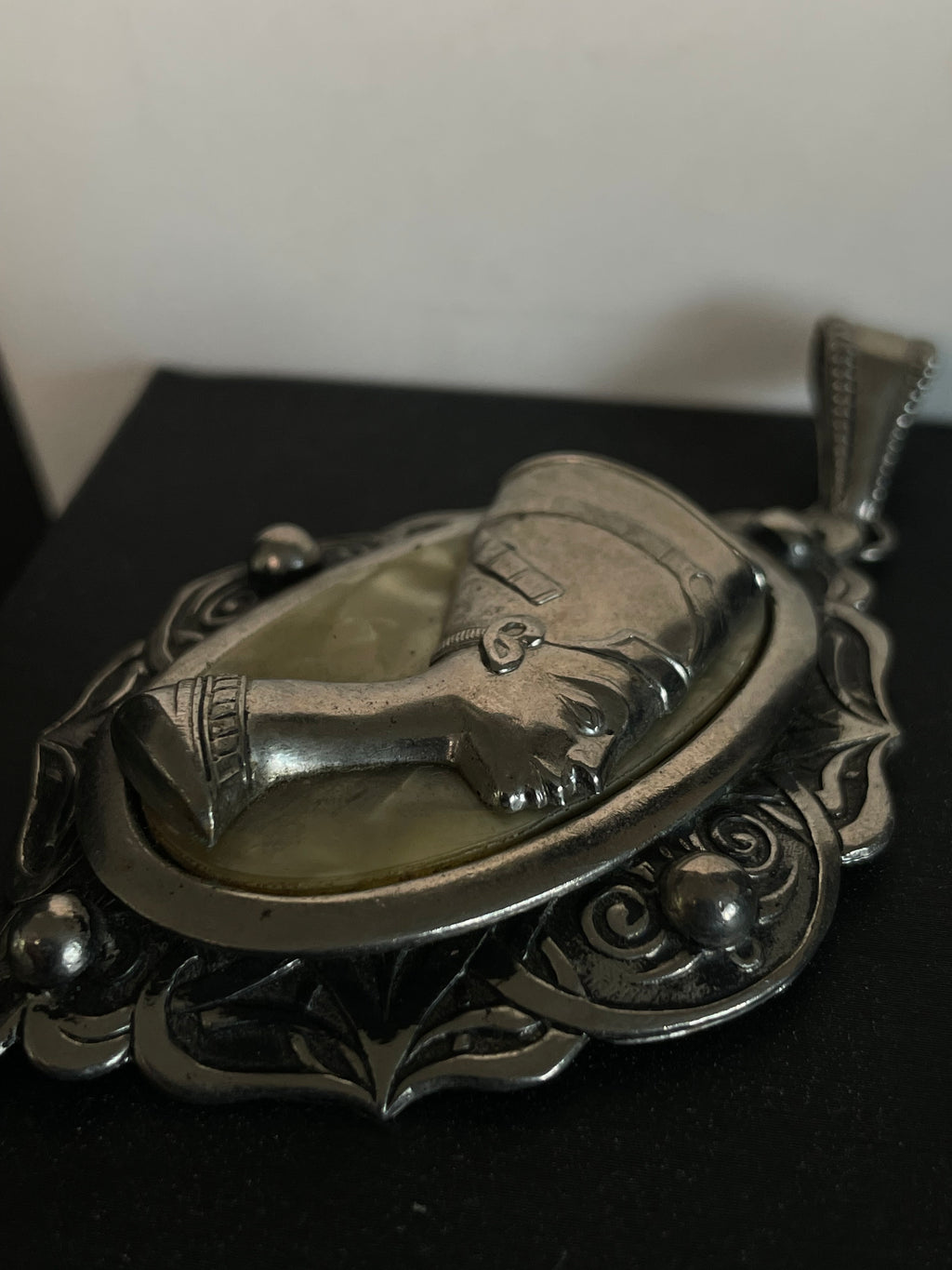 Vintage Sterling Silver Nefertiti Egyptian Ornate Pendant