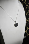 Pavé Heart Pendant Necklace, Black &amp; White Stones