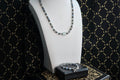Aquamarine-Style Beaded Necklace &amp; Bracelet Set, Bali-Style Silver