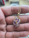 Amethyst-Style Floral Cluster Pendant, Gold-Tone