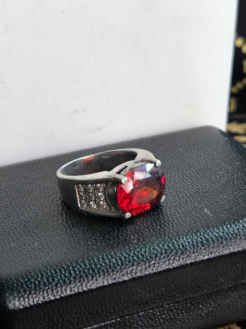 8ct Natural Fire Garnet Ring  Sterling  silver size 9