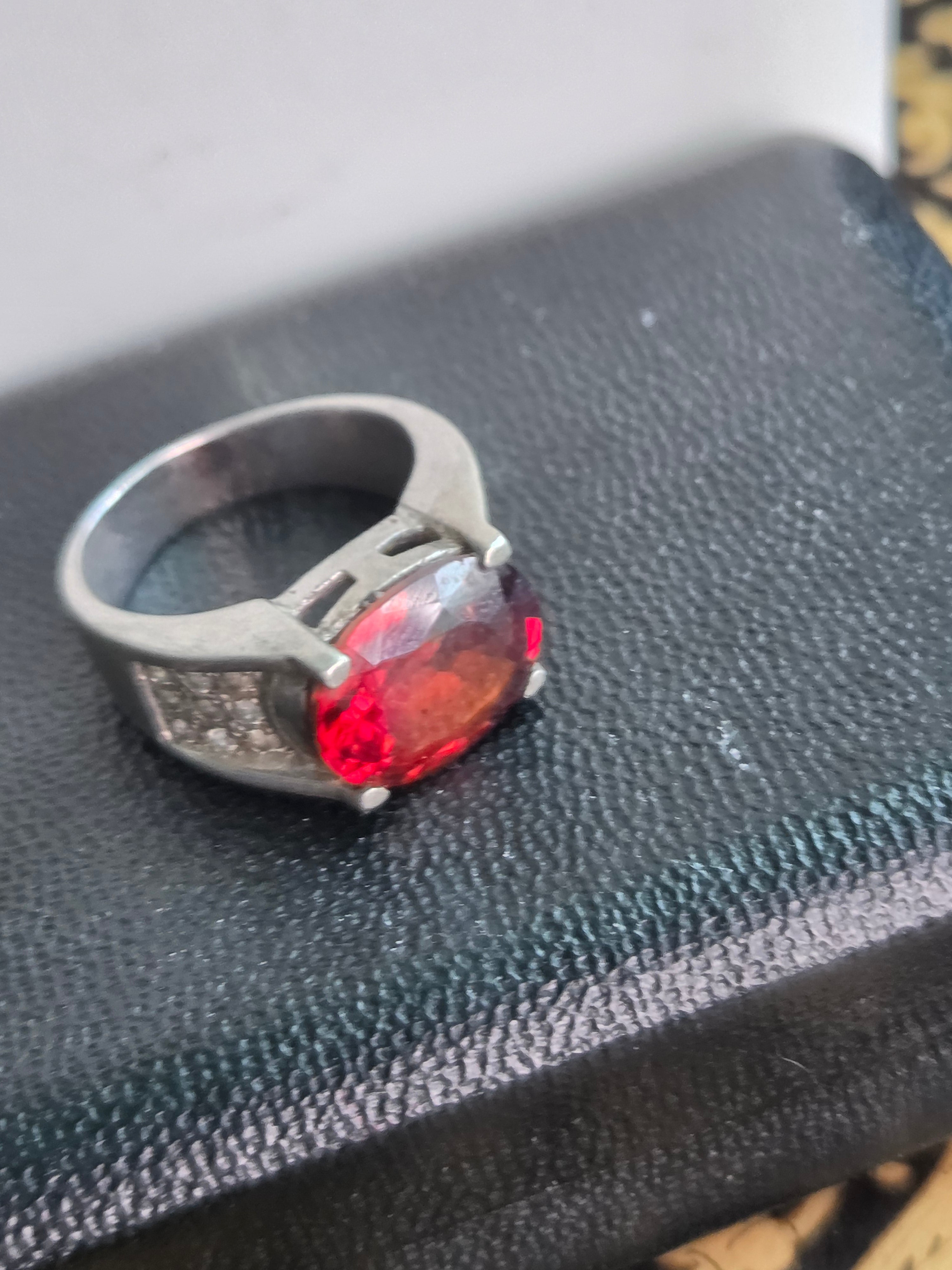 8ct Natural Fire Garnet Ring  Sterling  silver size 9