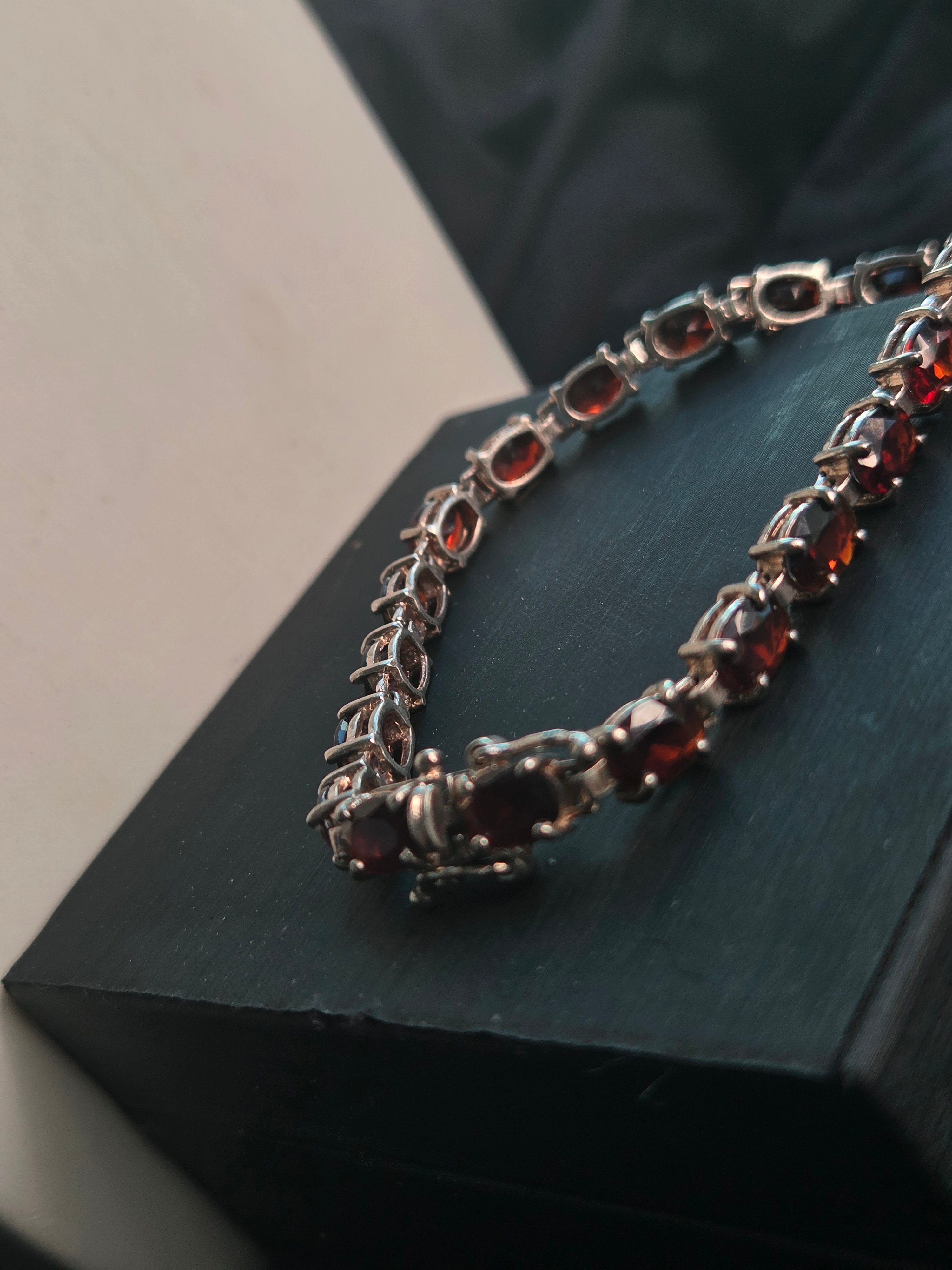 Deep Red Garnet Tennis Bracelet