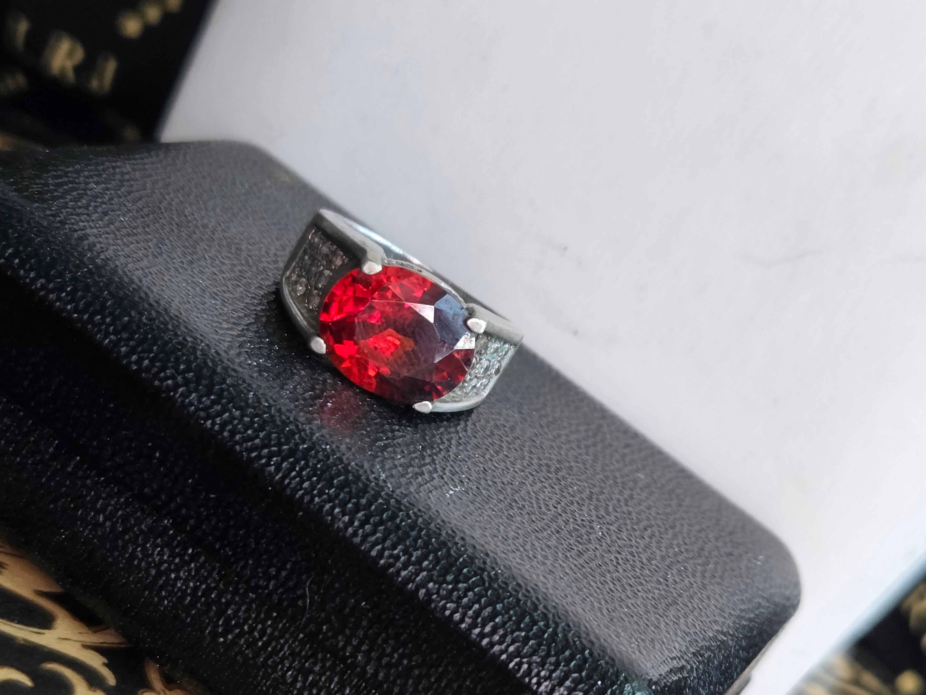 8ct Natural Fire Garnet Ring  Sterling  silver size 9